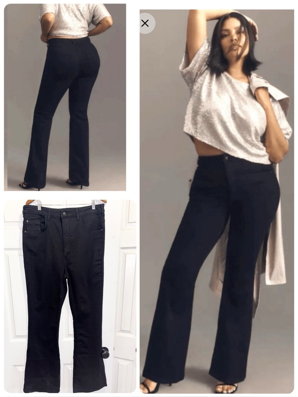 ANTHROPOLOGIE Pilcro The Icon Flare Black Jeans Curvy 31” Inseam Size 33 P
